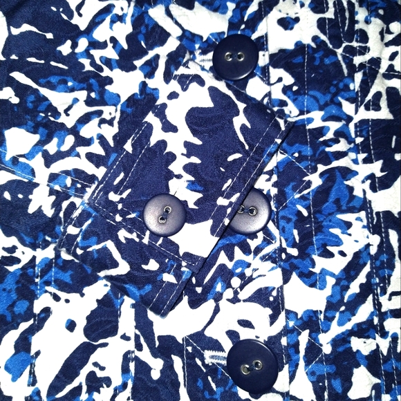 COLDWATER CREEK MISSES/TEENS SIZE P4 SMALL BLUE & WHITE JACKET ABSTRACT FLORAL. - Picture 6 of 8